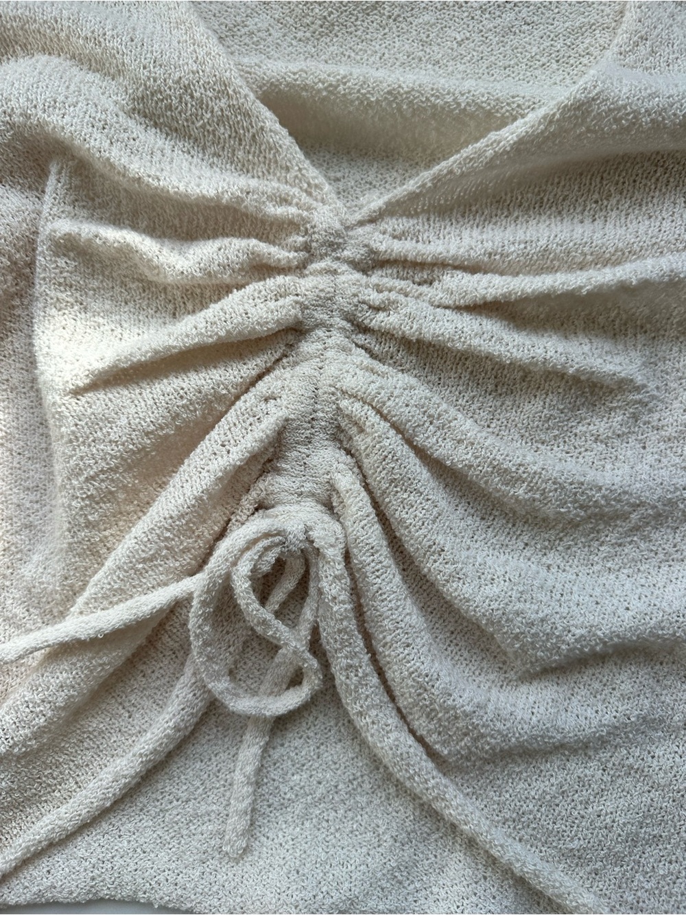 Oak + Fort Cream Ruched Drawstring Knit Top Long Sleeve XS - Picture 4 of 4